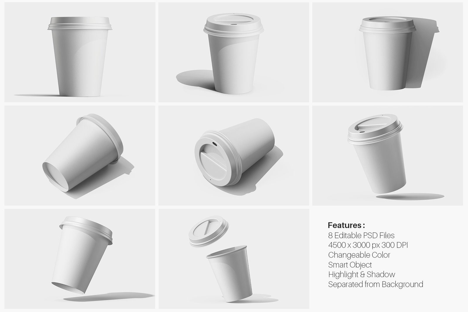 Paper Coffee Drink Cup PSD Mockup Template Set