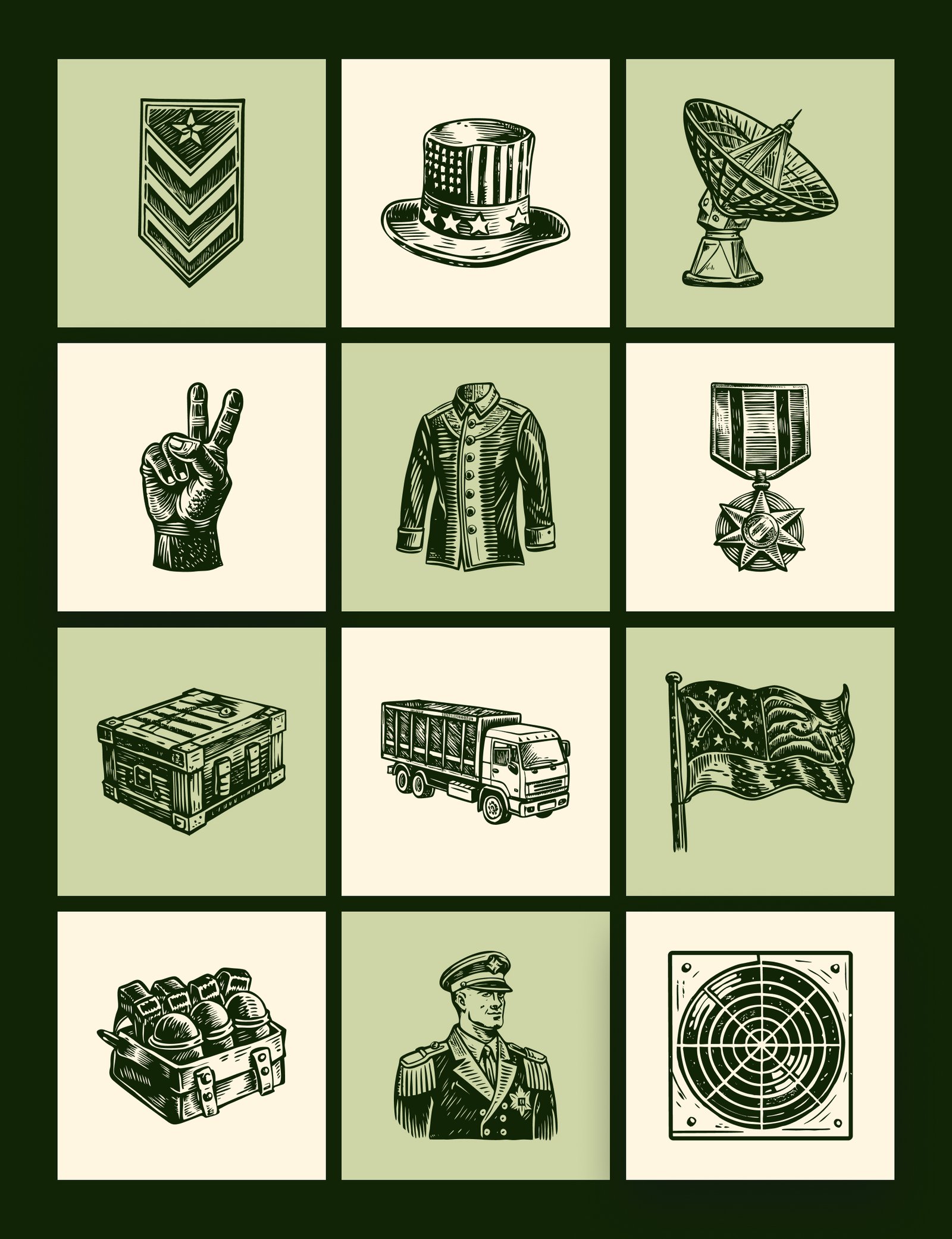 Vintage Military Art Set