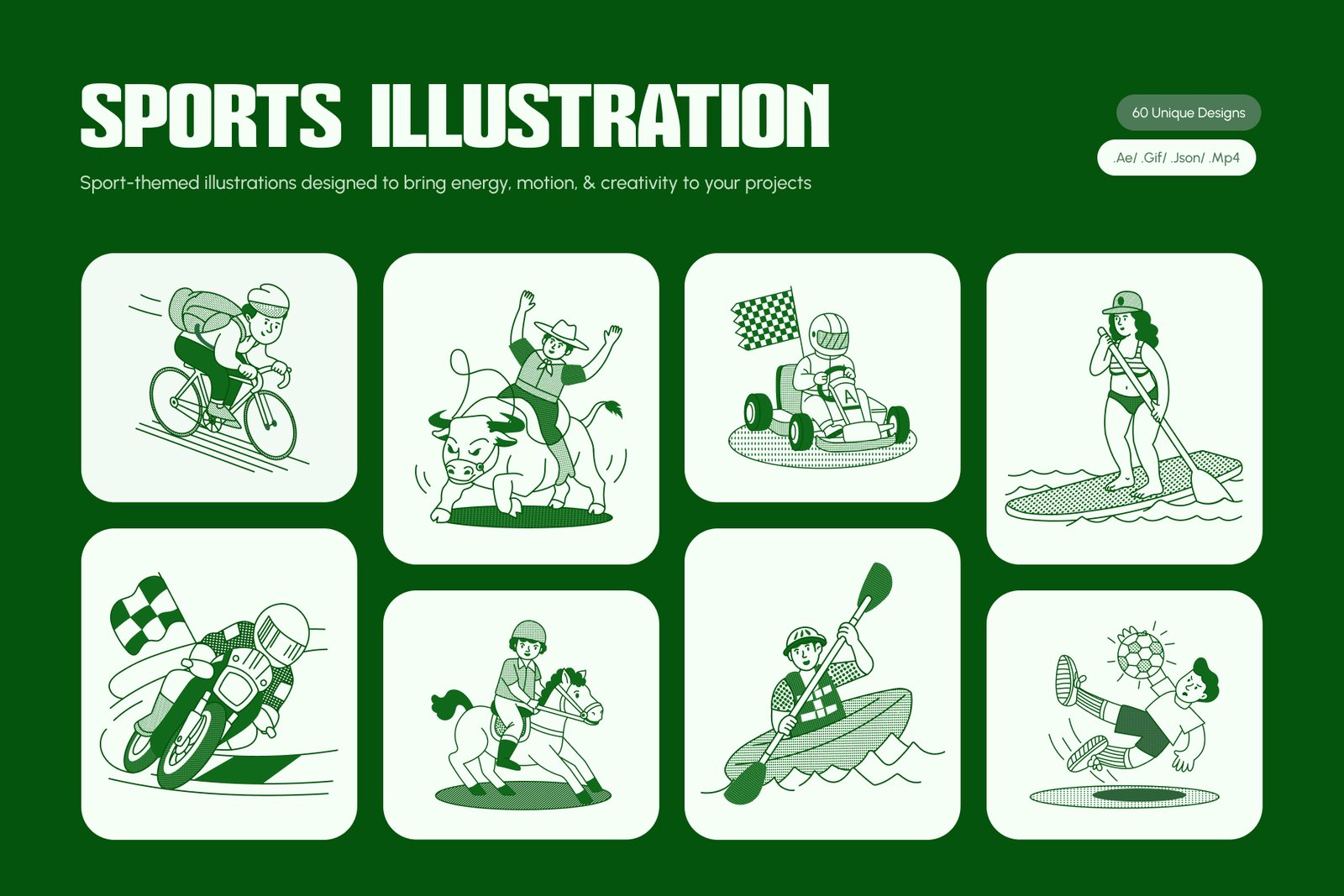 Sports Illustration Art Set