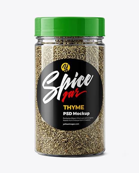 Plastic Spice Jar with Thyme Mockup - Seasoning mockup