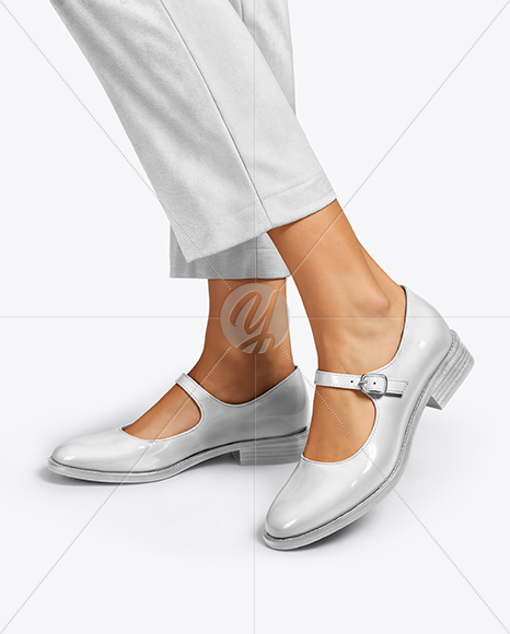 Pair of Mary Janes on Woman's Legs Mockup