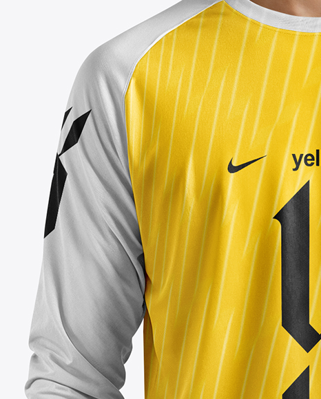 Soccer Goalkeeper Wearing Long Sleeve Jersey and Shorts Mockup