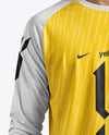 Soccer Goalkeeper Wearing Long Sleeve Jersey and Shorts Mockup
