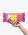 Matte Snack Package in a Hand Mockup