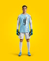 Soccer Goalkeeper Wearing Long Sleeve Jersey and Shorts Mockup