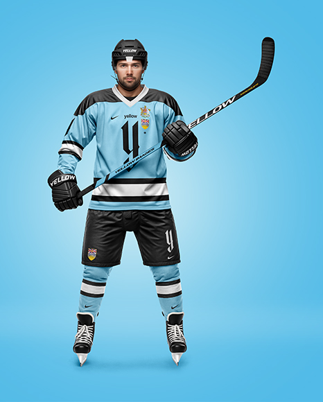 Man Wearing Full Ice Hockey Kit Mockup