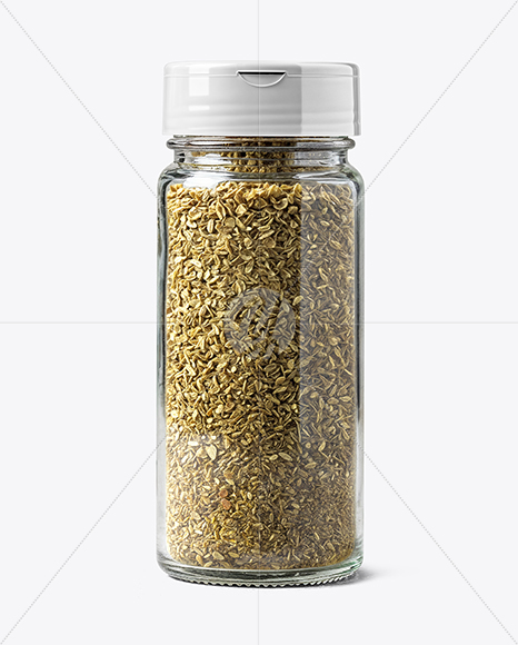 Glass Spice Jar with Oregano Mockup