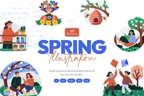 Spring Illustration Set