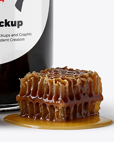 Glass Jar with Tulip Poplar Honey Mockup