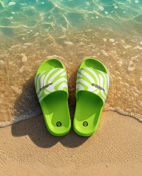 Slide Sandals on the Beach Mockup