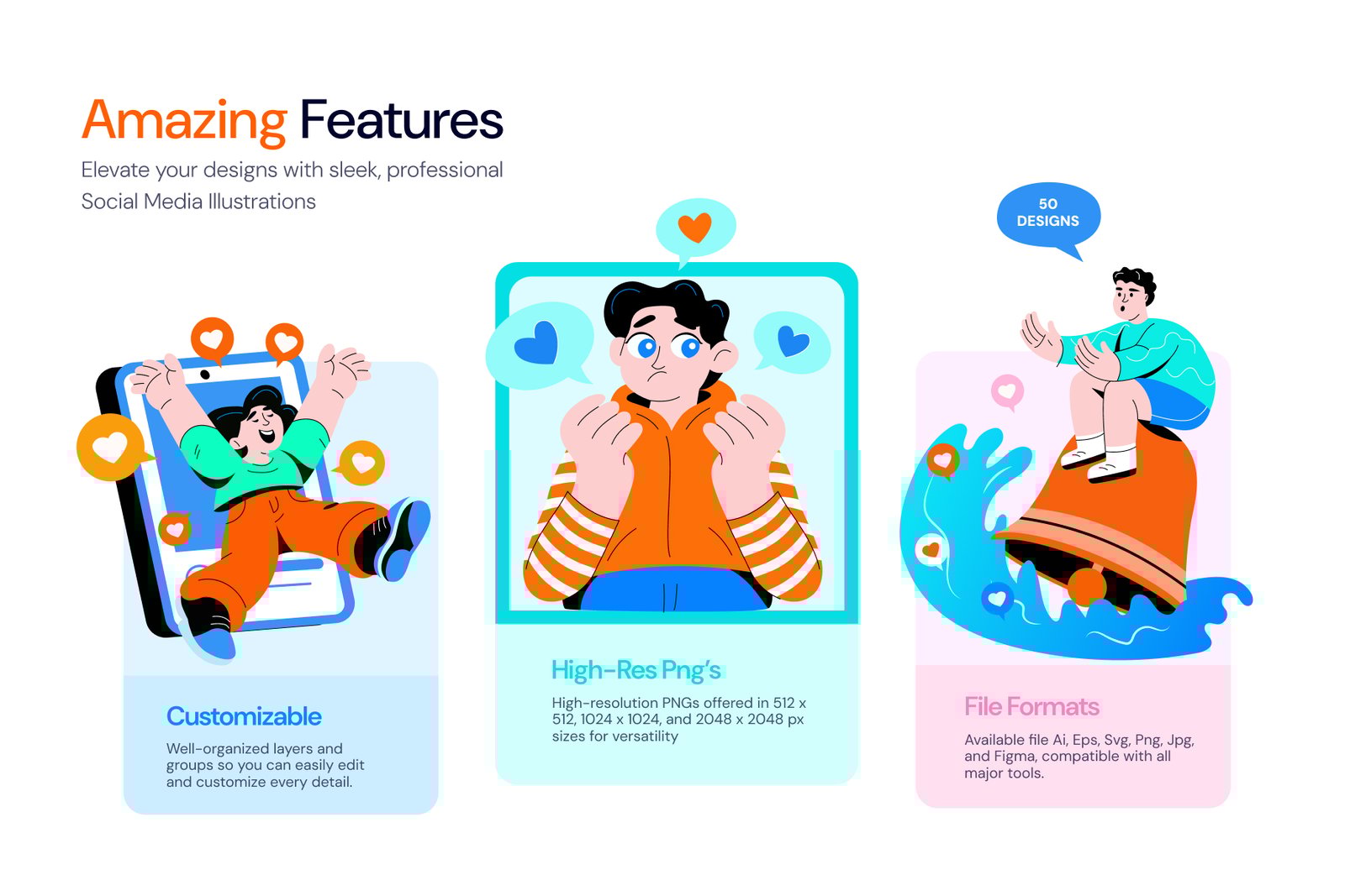 Social Media Illustration Art Set