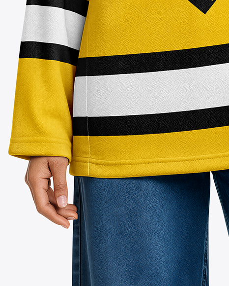 Woman Wearing Ice Hockey Jersey and Cap Mockup