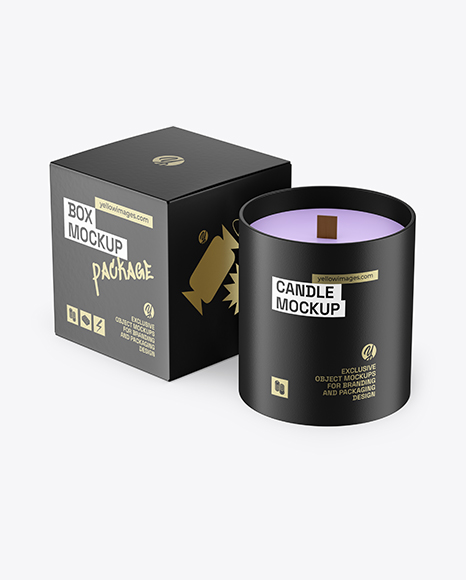 Candle with Box Mockup