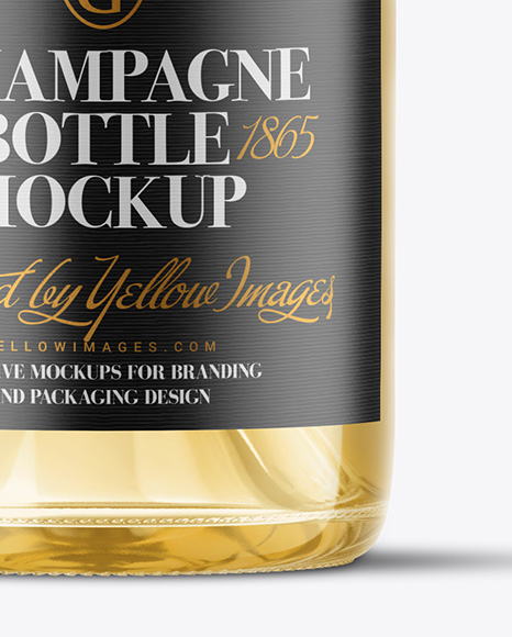 Clear Glass White Champagne Bottle Mockup