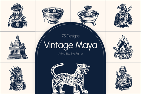 Vintage Maya Icon Set - Illustrations