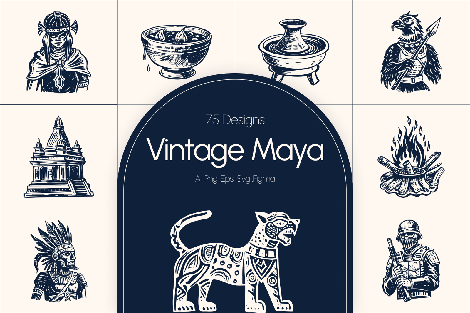 Vintage Maya Icon Set