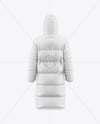 Men's Long Hooded Down Jacket Mockup - Back View