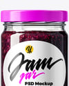 Clear Glass Jar with Black Grape Jam Mockup