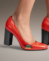 Block Heel Pumps on Woman's Legs Mockup