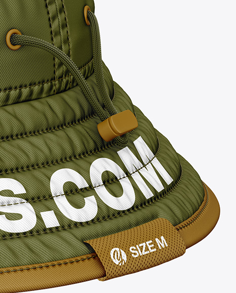 Twill Bucket Hat Mockup - Back Half Side View