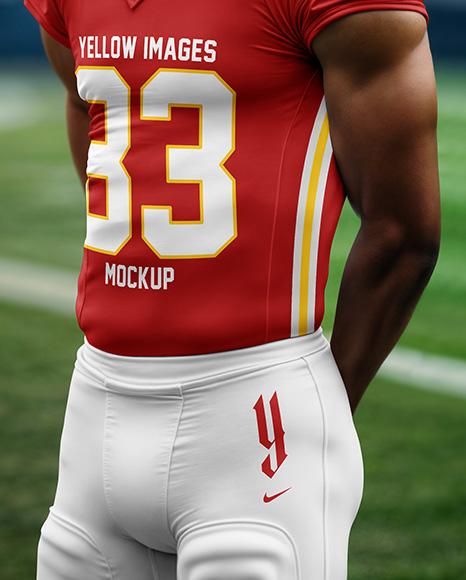 A Man Wearing a Full American Football Kit Mockup
