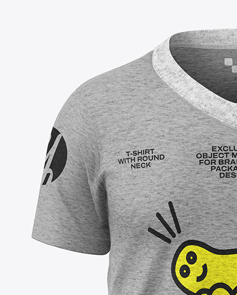 Kids Heather V-Neck T-Shirt Mockup - Front View