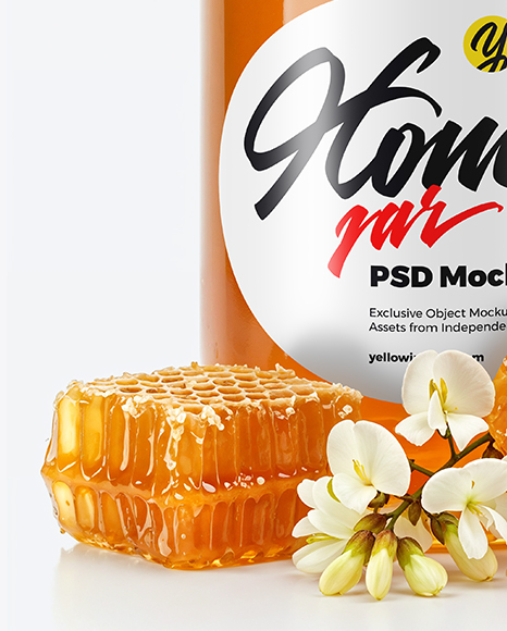 Glass Jar with Acacia Honey Mockup