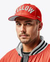 Baseball Player Wearing a Bomber Jacket and Cap Mockup