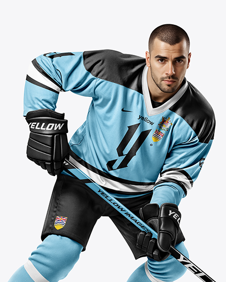 Man Wearing Full Ice Hockey Kit Mockup