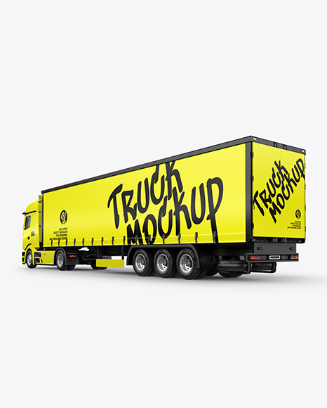 Semi Trailer Truck Mockup - Back Half Side View - Vehicle wrap mockup