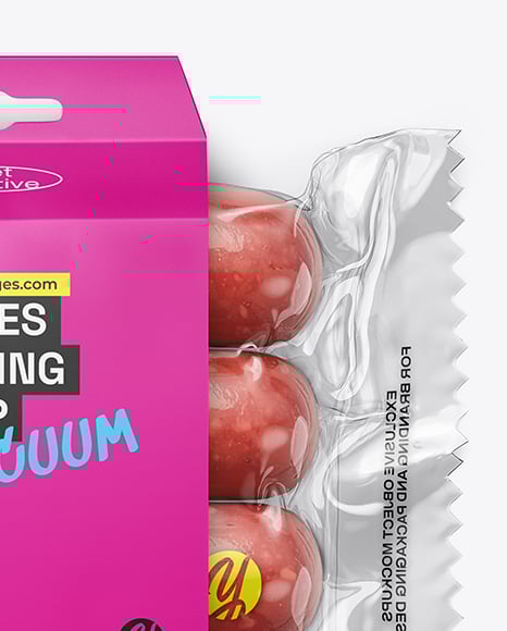 Clear Plastic Flow-Pack with Sausages in Paper Holder Mockup