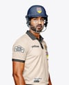Indian Cricket Player Wearing a Polo and Helmet Mockup