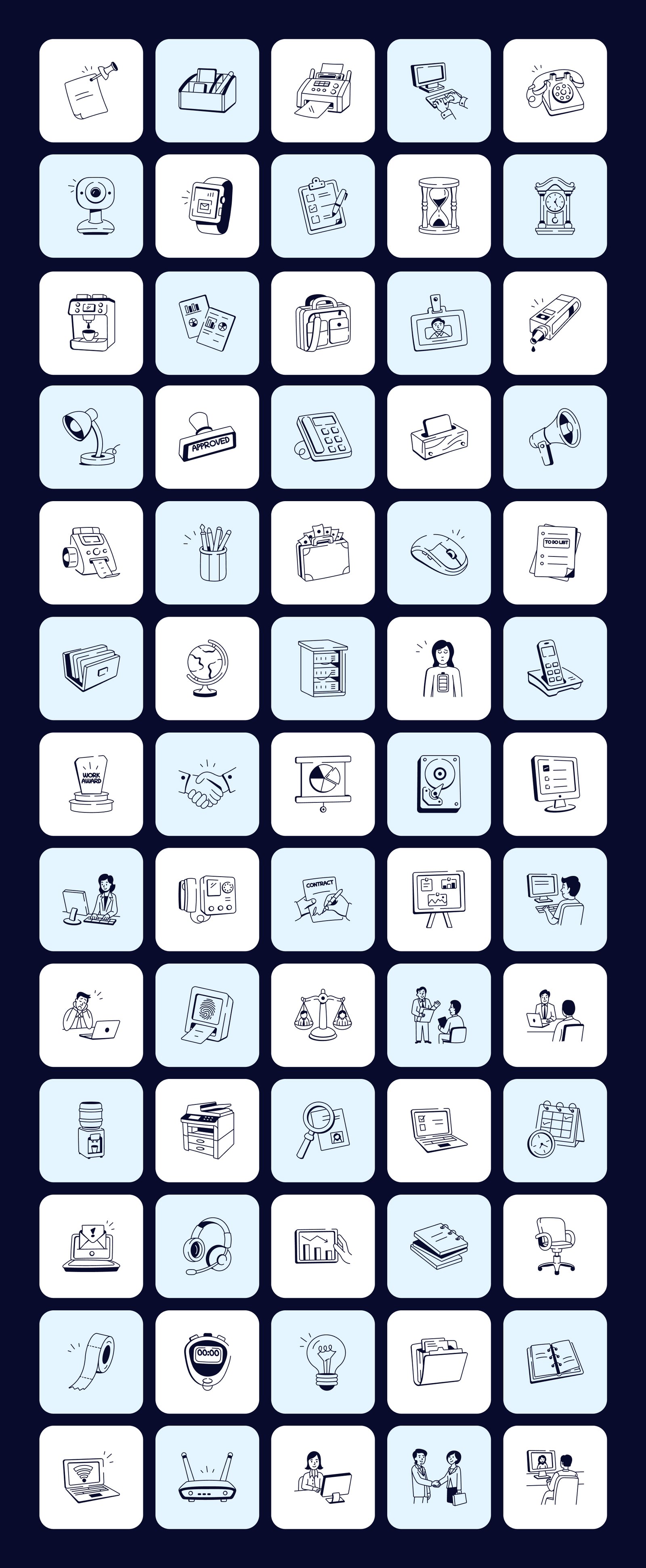 Business and Tech Doodle Icons