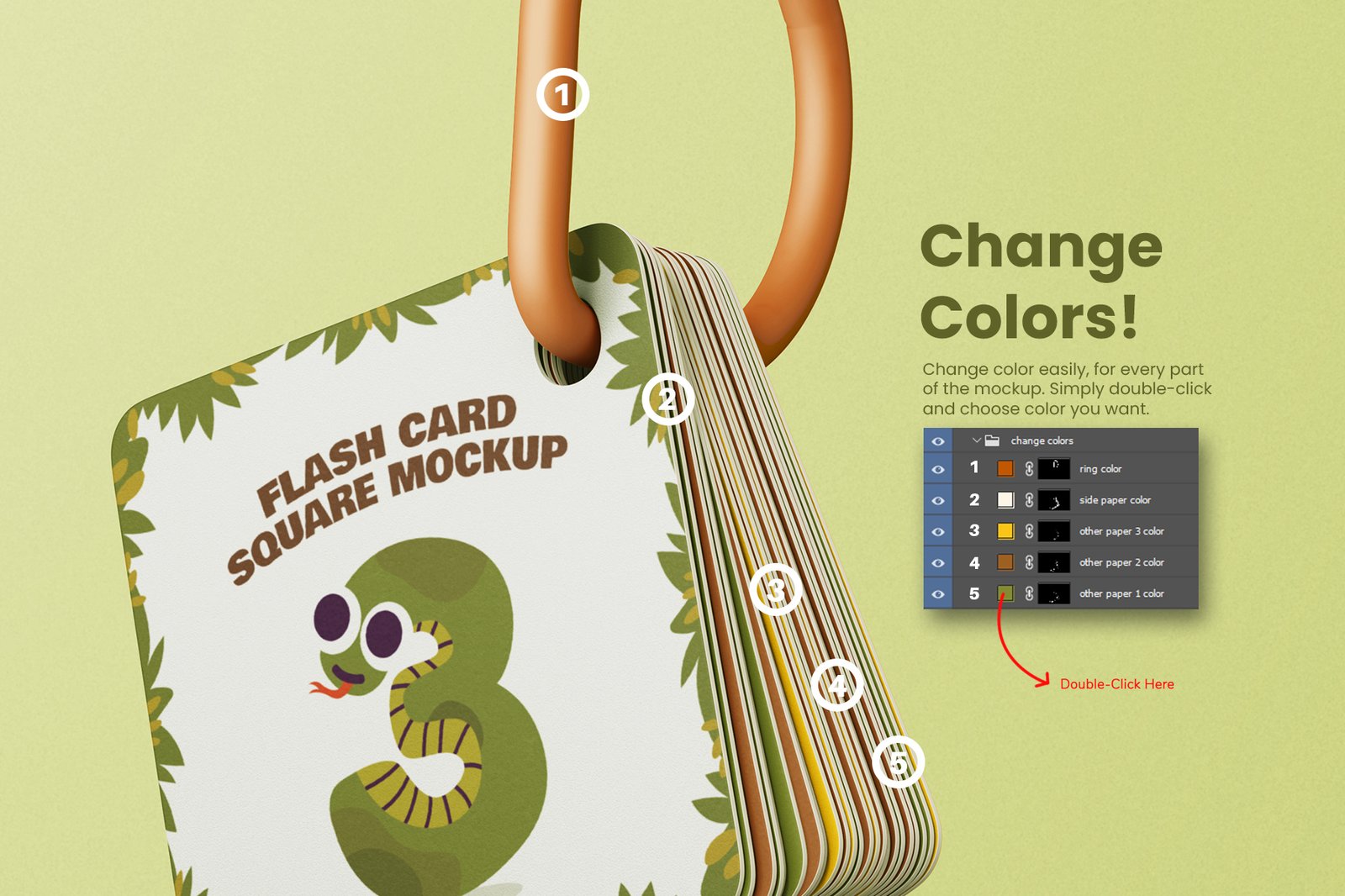 Square Children Flash Card Mockup Set