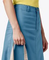 Young Woman with Tote Bag Wearing a Denim Skirt Mockup