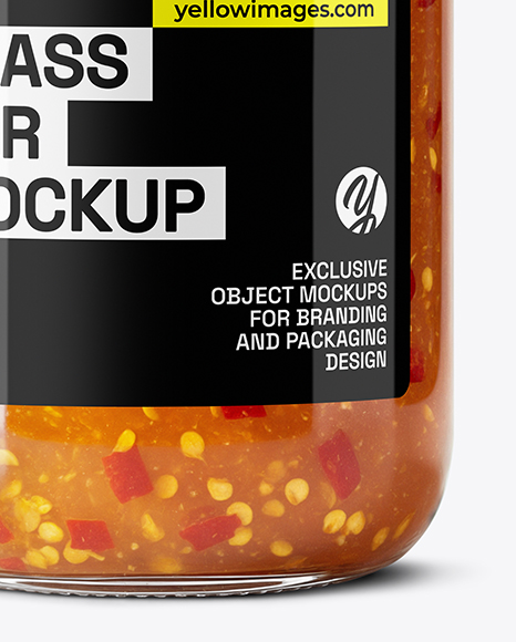 Glass Jar with Hot Pepper Jelly Mockup