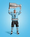 Ice Hockey Player with Stanley Cup Mockup