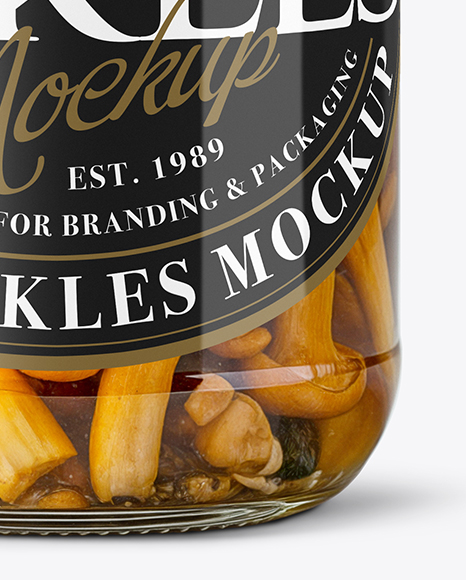 Glass Jar with Chanterelles Mushrooms Mockup