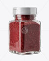 Square Glass Jar with Sumac Spice Mockup