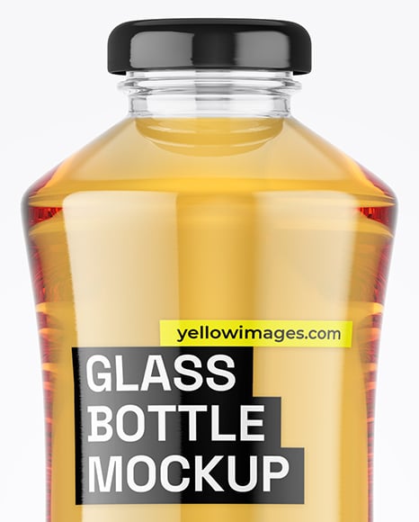 Glass Bottle with Apple Juice Mockup