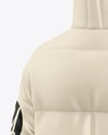 Men's Long Hooded Down Jacket Mockup - Back Half Side View