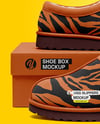 Pair of Women's UGG Slippers with Shoe Box Mockup
