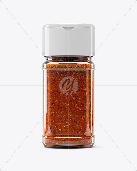 Square Glass Jar with Taco Seasoning Mockup