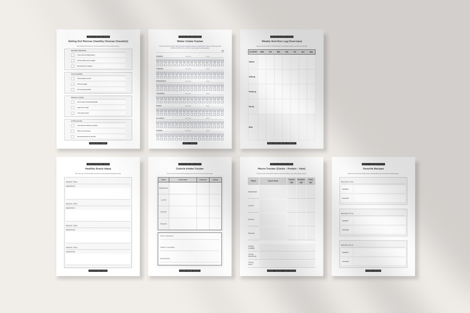 Health and Fitness Planner Bundle | Canva Templates