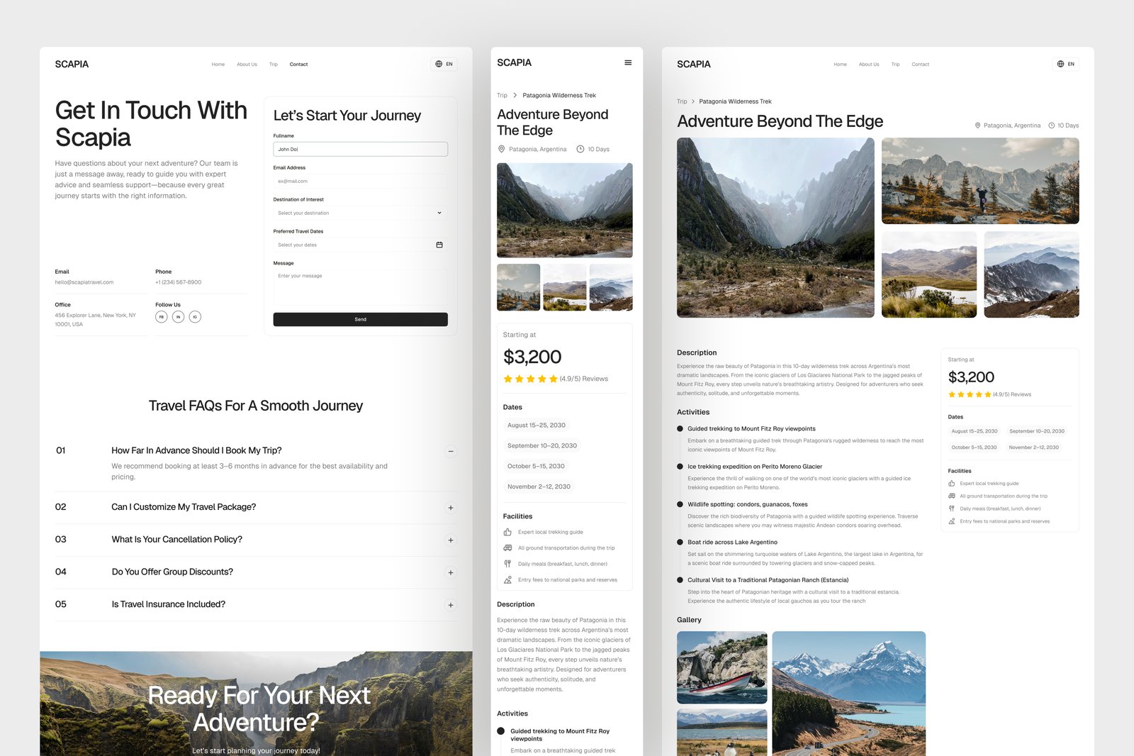 Scapia - Travel Agency Website UI Figma Template