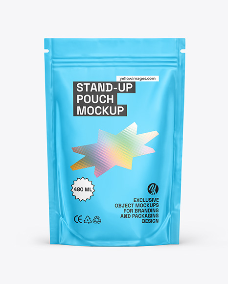 Glossy Stand-up Pouch Mockup - Glossy+Pouch+Mockup+In+Pouch+Mockups+On+Yellow+Images+Object+Mockups