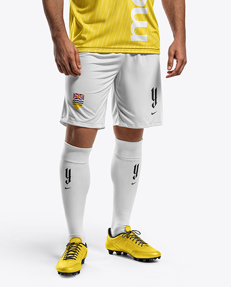Bearded Man Wearing Full Soccer Kit Mockup