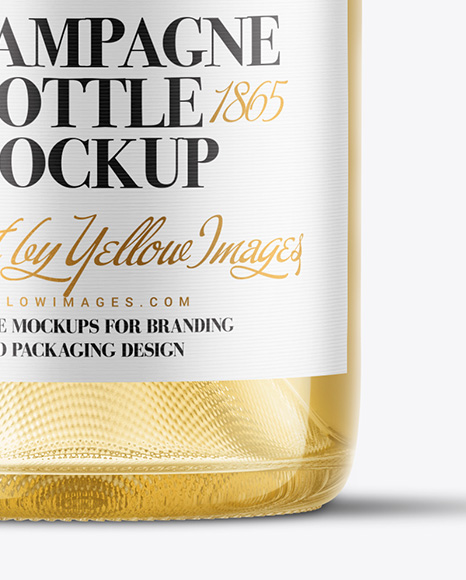 Clear Glass White Champagne Bottle Mockup