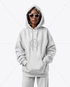 Black Woman Wearing Oversize Hoodie with Kangaroo Pocket & Sweatpants Mockup