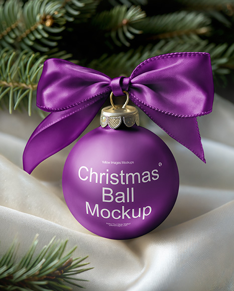 Metallic Christmas Ball with Bow Mockup